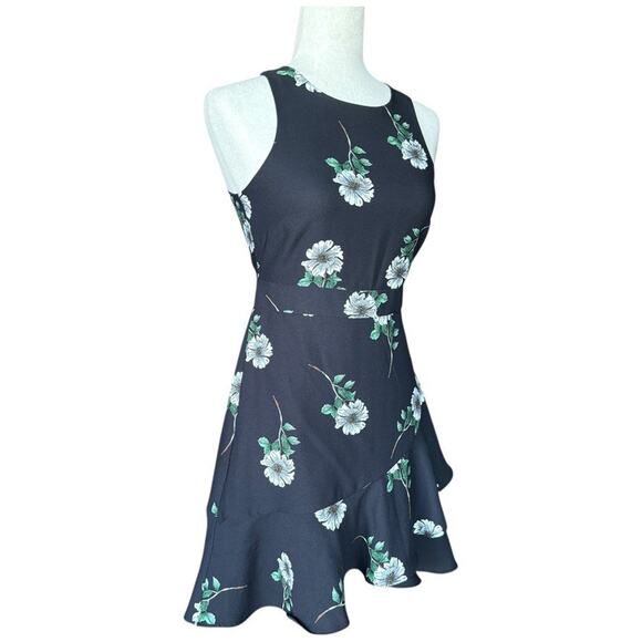 Banana Republic Floral Fit & Flare Sleeveless Ruffle Hem Dress 00 Petite - Picture 2 of 9